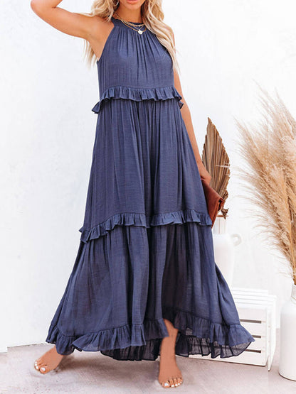 Elegant Floor-Length Tiered Cake Dress