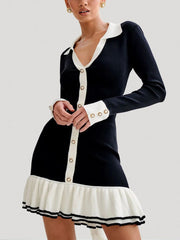 Ruffled Hem Elegant Mini Dress