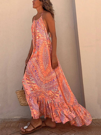 Halter Neck Off-Shoulder Floral Dress
