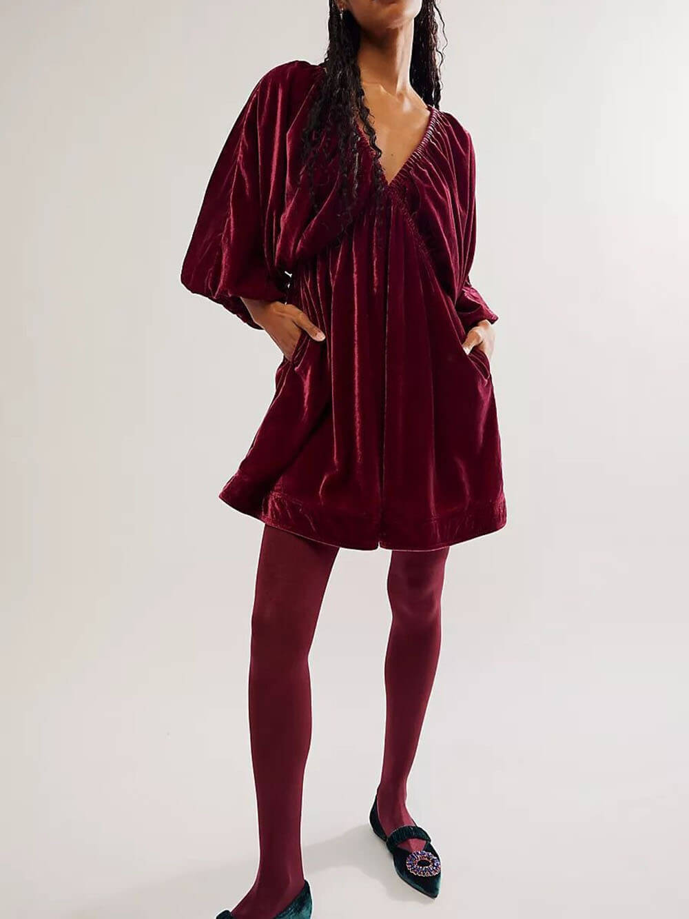 Velvet V-Neck Dress