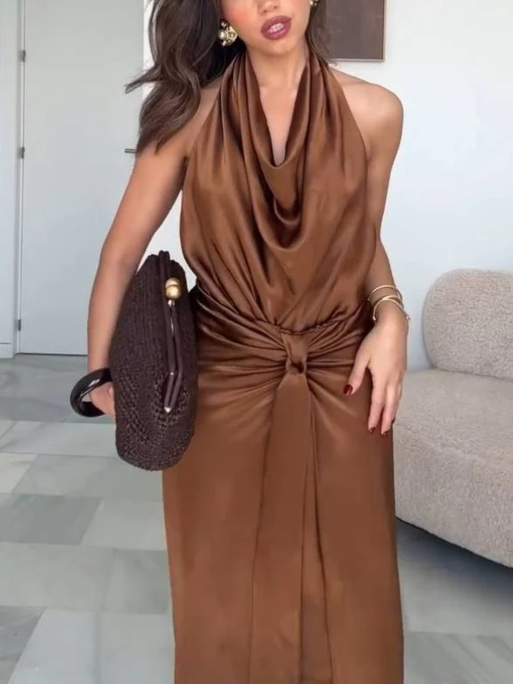 Halter Neck Midi Dress