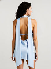 Deep V Backless Ribbon Cocktail Dress