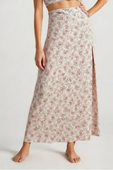 Digital Floral Print Tight High Slit Maxi Skirt
