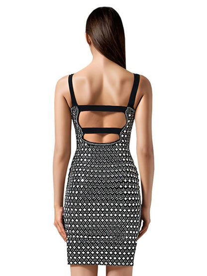 Sexy Bodycon Rhinestone Mini Dress