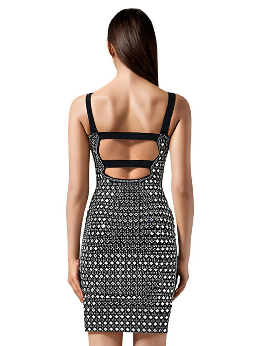 Sexy Bodycon Rhinestone Mini Dress