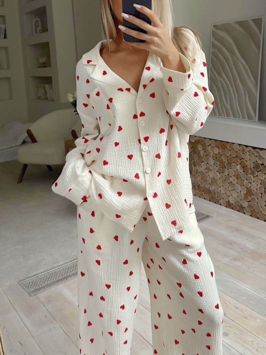 Heart Print Pajama Set