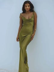 Green Spaghetti Strap Maxi Dress
