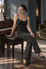 Solid Lace Square Neck Fitted Cami