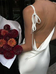 High Slit Backless Tie-Back Cami Dress