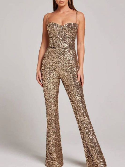 Sequin Wide Waistband Jumpsuit