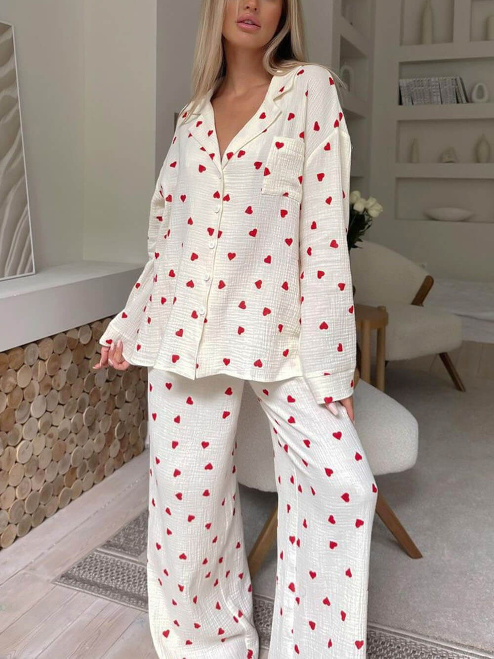 Heart Print Pajama Set