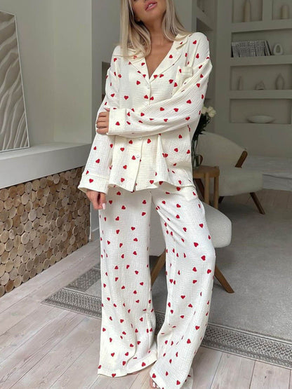 Heart Print Pajama Set