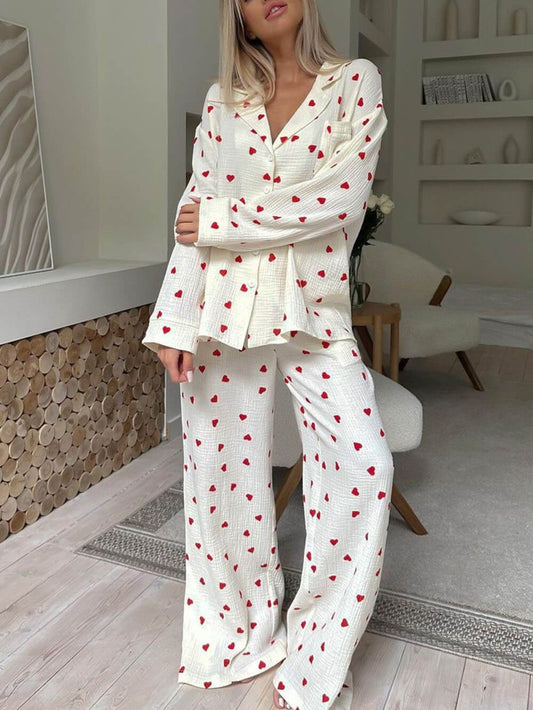 Heart Print Pajama Set