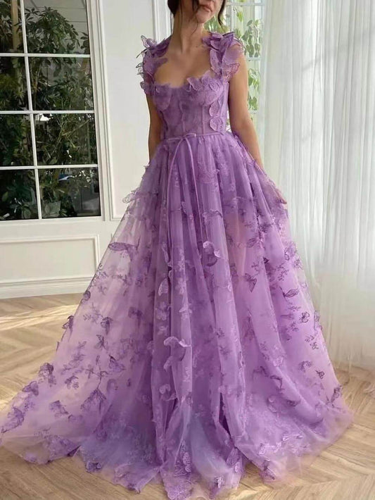 Sheer Cami Sleeveless High-Slit Party Dress