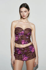 Leopard Off-shoulder Beach Knit Set