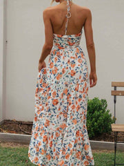 Chiffon V-Neck Sleeveless Flared Maxi Dress