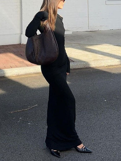 One Shoulder Ruched Bodycon Long Sleeve Dress