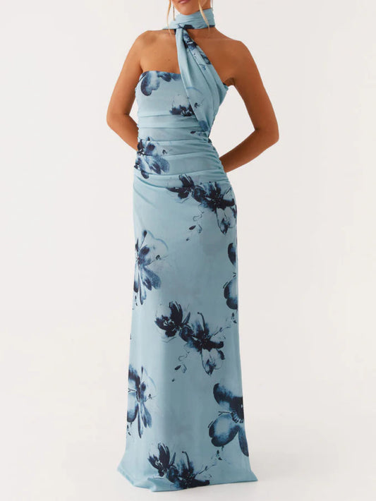 Floral Print Off-the-shoulder Maxi Dress