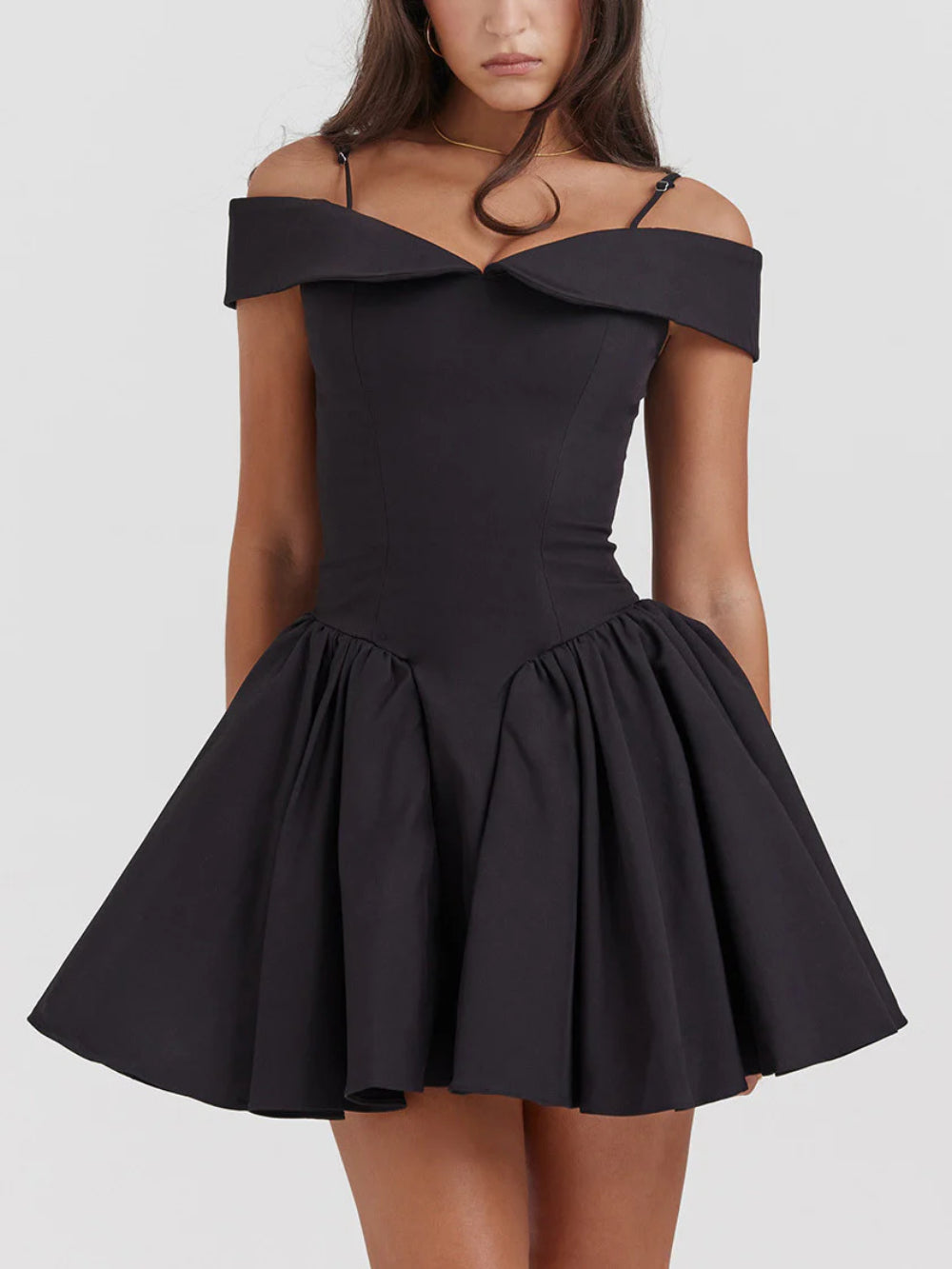 One Shoulder Ruched Puffy Sleeve Mini Dress