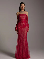 Sparkle Net Pleated Mermaid Dress