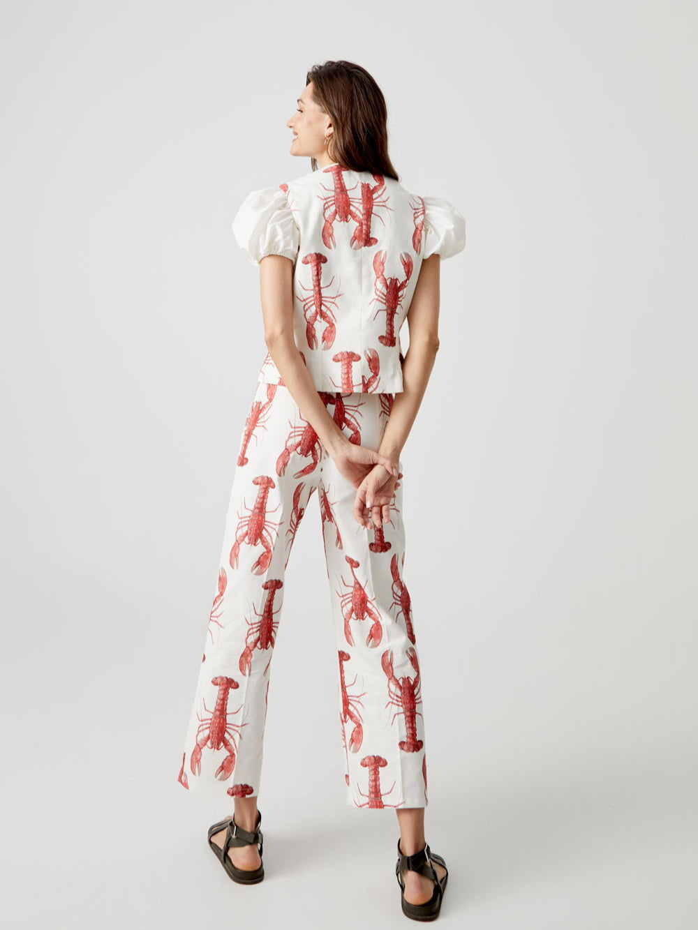 Lobster Print Puff Sleeve Blouse