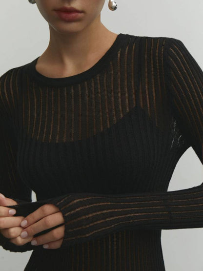 Slim Fit Sheer Crewneck Knit