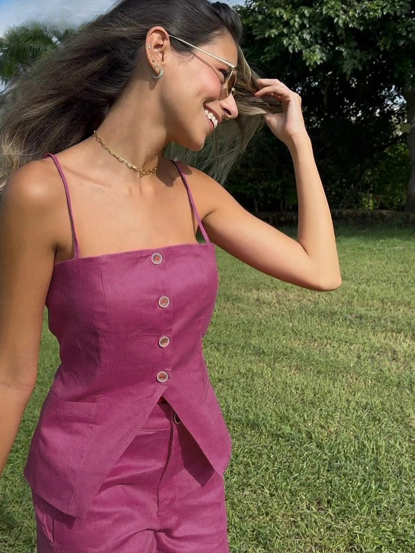 Cotton Tank Wide Leg Set