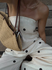 Print Strapless Top Pants Set