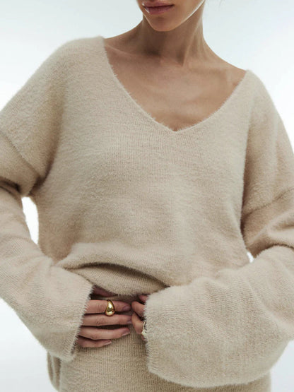 Imitation Mink Knitted Two-piece Set