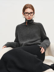 Loose Wool Blend Knit Cardigan