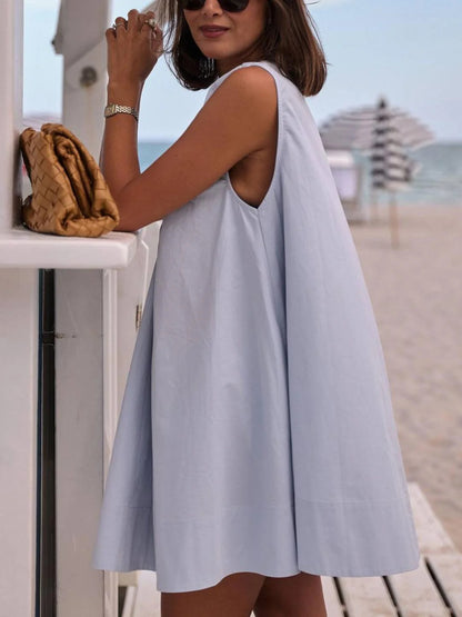 Minimalist U-Neck Loose Fit Mini Dress