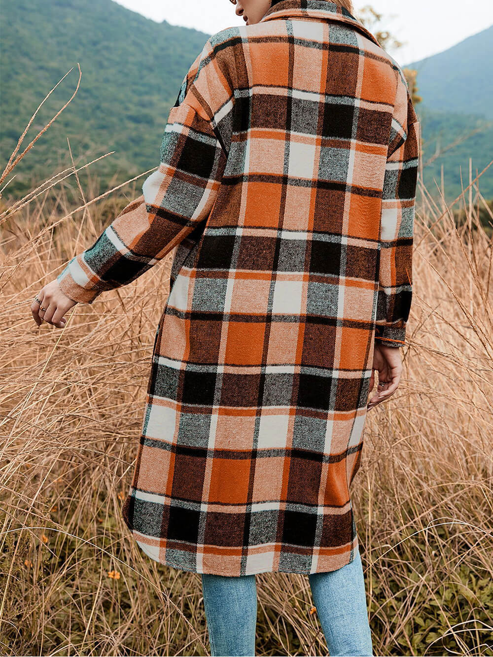 Plaid Woolen Lapel Coat