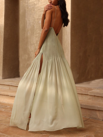 Deep V Neck Sleeveless Loose Dress