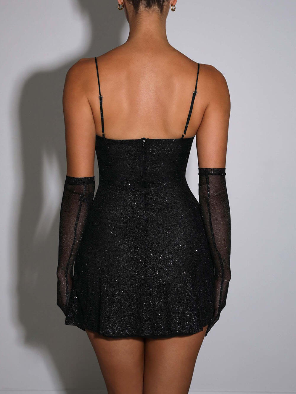 Shiny Sleeve Cami Bodycon Mini Dress