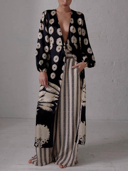 Ethnic Print Oversized Cardigan
