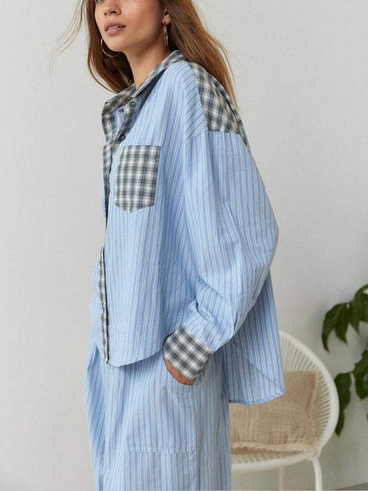Loose Fit Blue Sleepwear Set