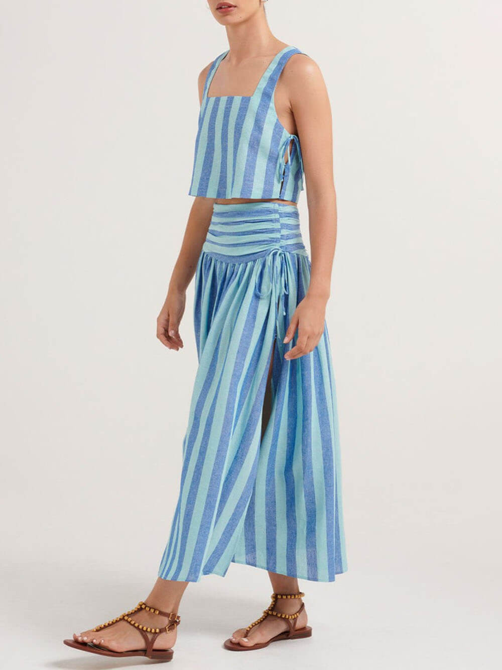 Lace-Up Tank & Midi Skirt Set