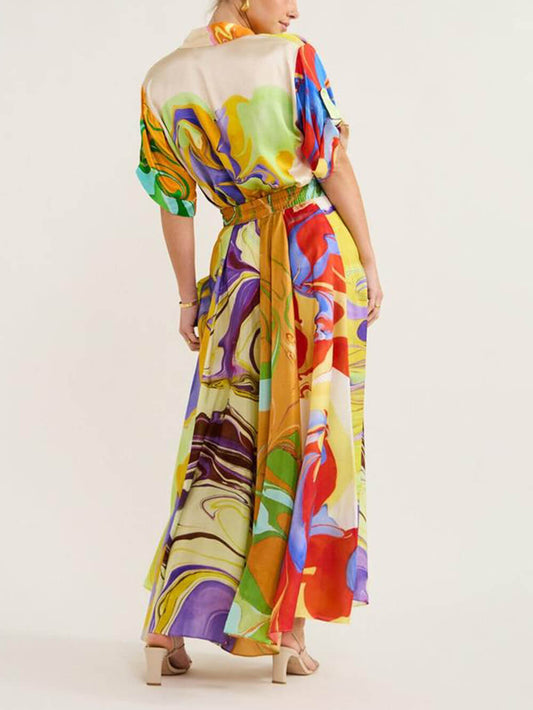 Modern Satin Printed Two Piece