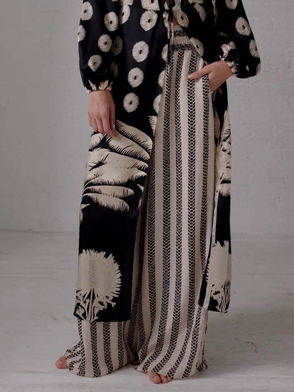 Snake Print Wide-Leg Pants