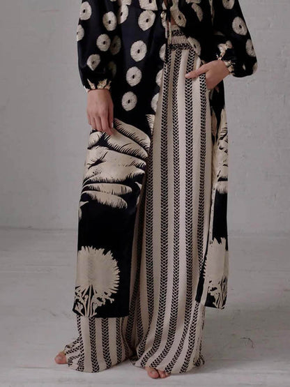 Snake Print Wide-Leg Pants