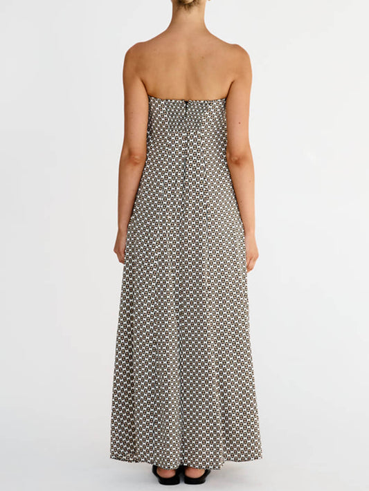 Off-Shoulder Floral Sleeveless Resort Dress