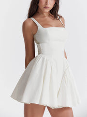 Ivory Structured Bow Detail Mini Dress