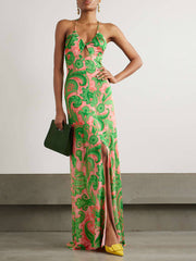 Fashion Green Floral Maxi Dress