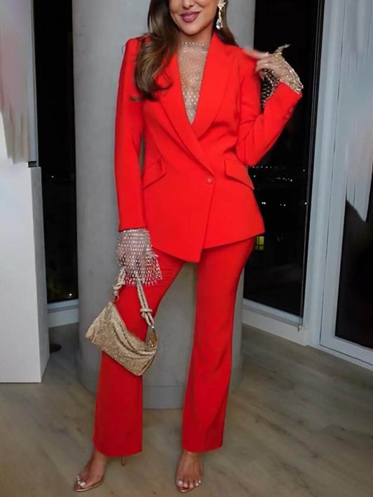 Single Button Blazer and Pants Set