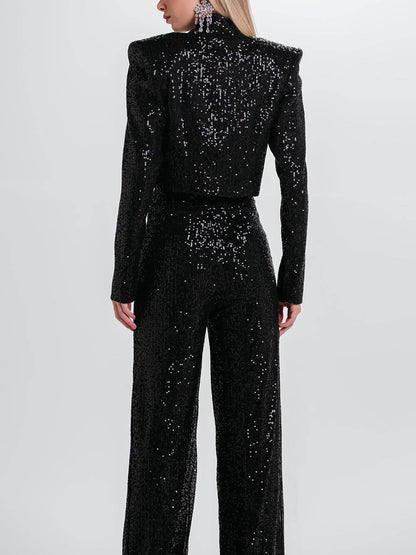 Classic Fashion Sequin High Waist Pocket Pants