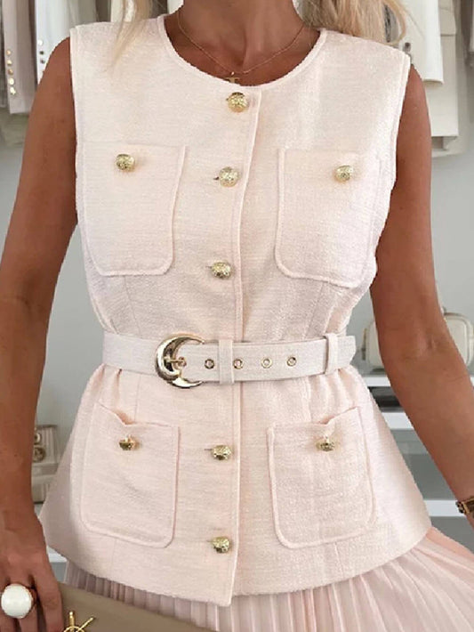 Sleeveless Tweed Vest Top