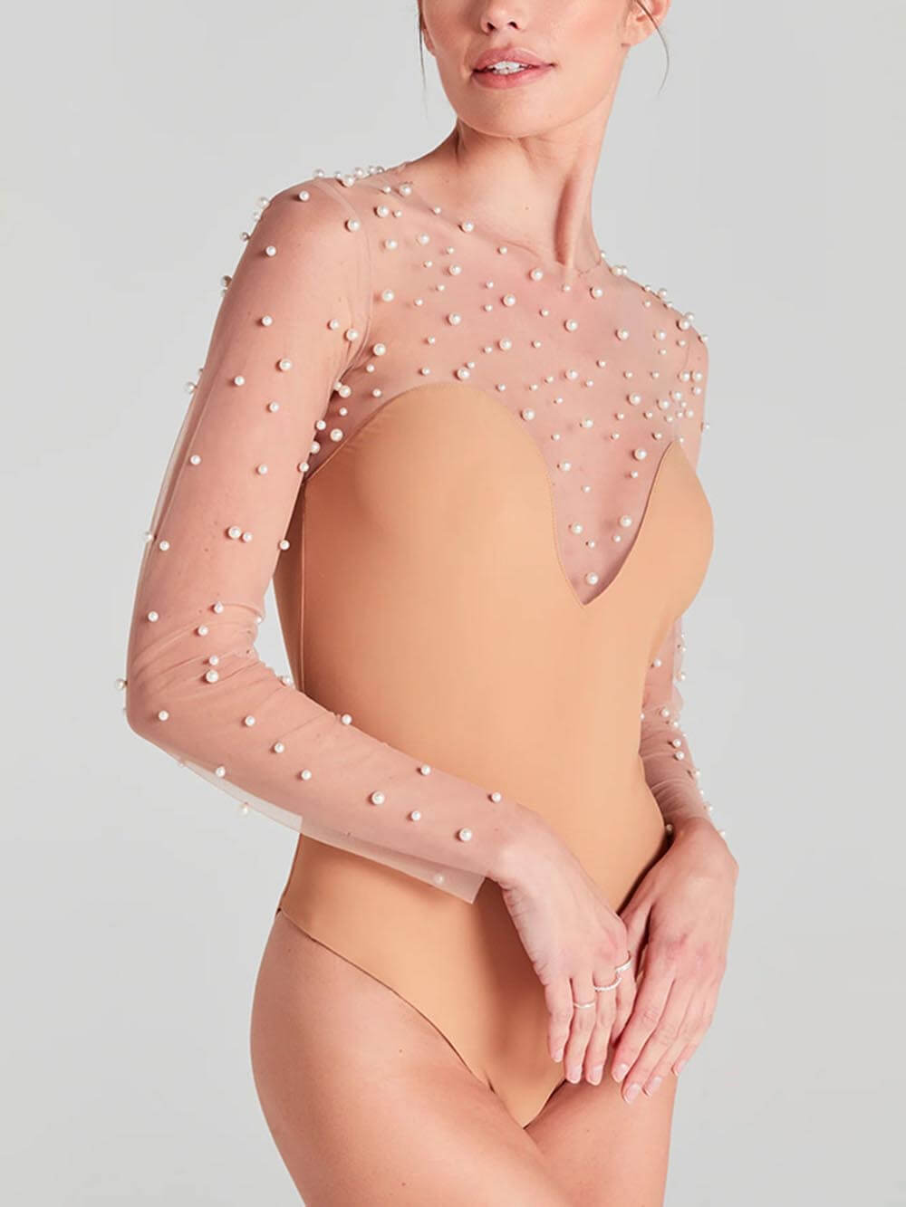 Long Sleeve Beaded Jumpsuit