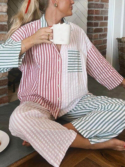 Colorblock Stripe Pajama Set