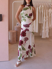 Floral Sleeveless Halter Dress