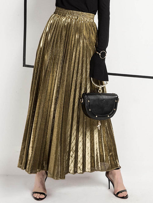 Retro Pleated A-Line Skirt